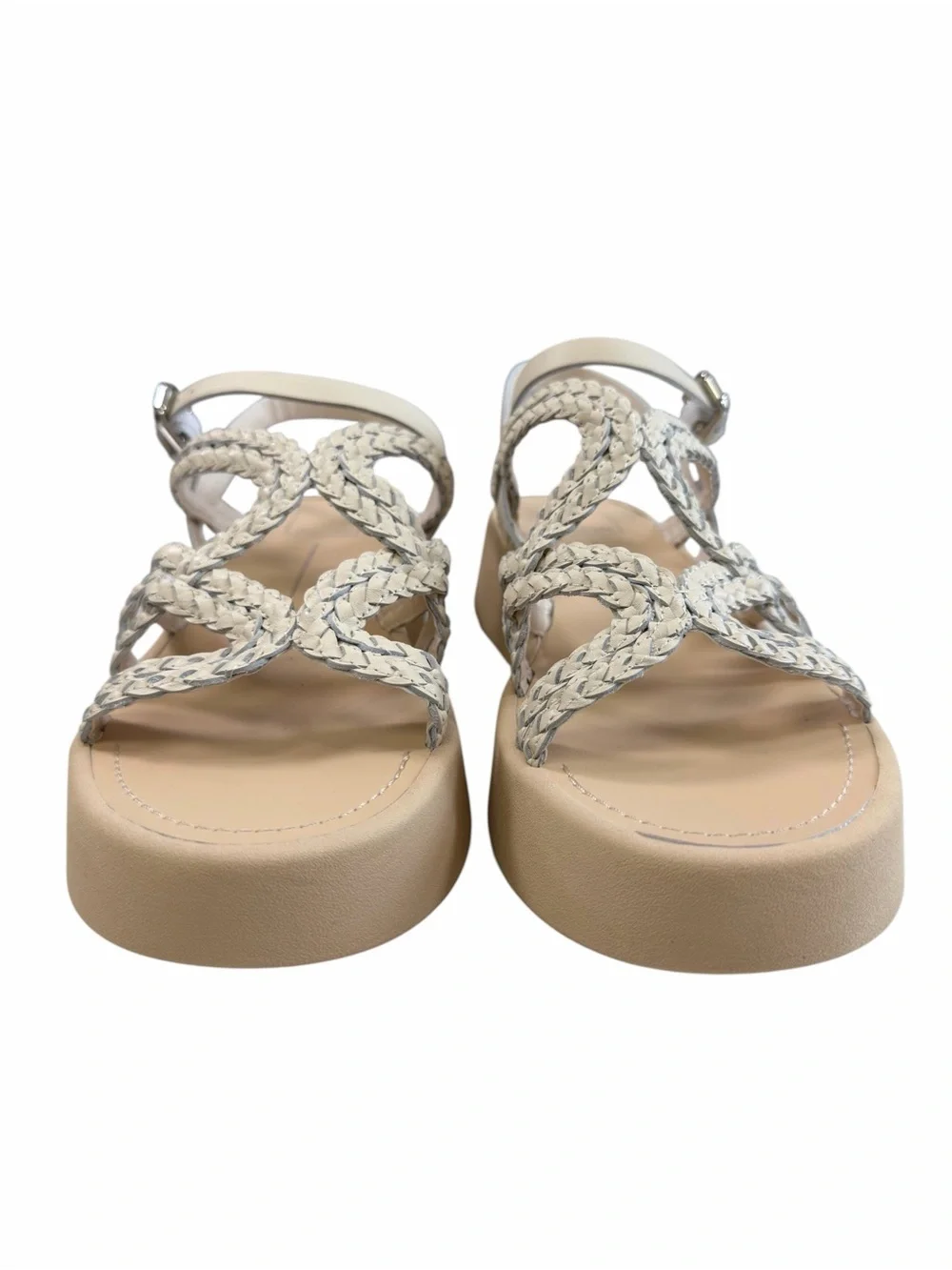 NWOB Dolce Vita Gatsby Braided Strappy Leather Platform Wedge Sandals Creme Sz10